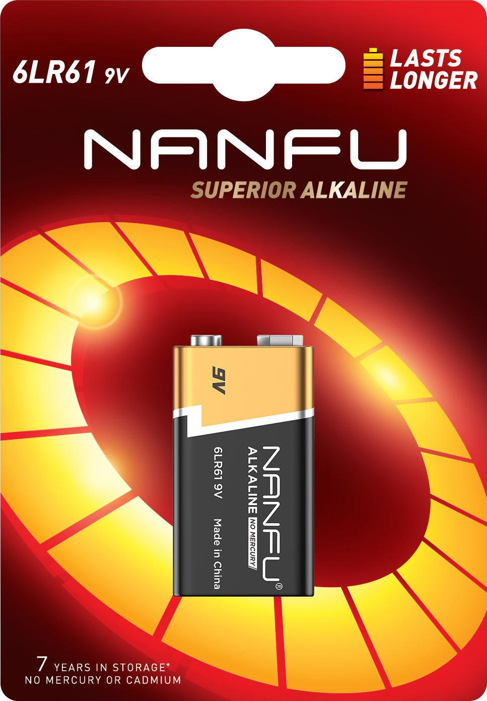 NANFU Alkaline Battery 9V 1 Pack - Nanfuusa
