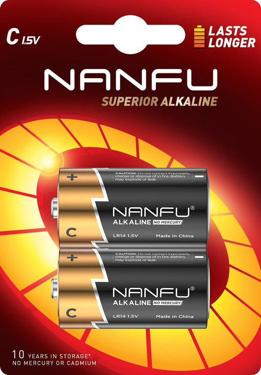 NANFU C Alkaline Batteries 2 Pack - Nanfuusa